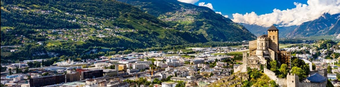 Vista aerea della Basilica di Valere a Sion