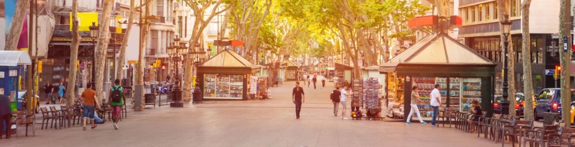 Rambla de Barcelona am frühen Morgen